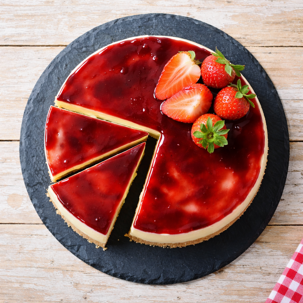 Erdbeer-Käsekuchen von oben